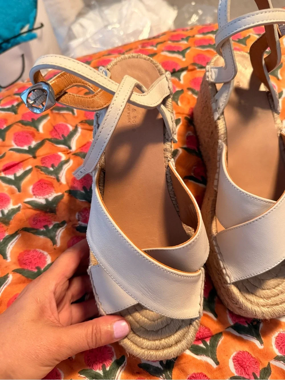 Off White rag&bone Espadrille Wedge Sandals with Cross Straps. Wore twice.